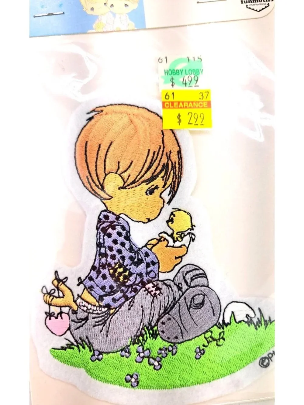 Vintage Precious Moments Boy Hatchling Chick Embroidered Iron-On Patch Sam B New